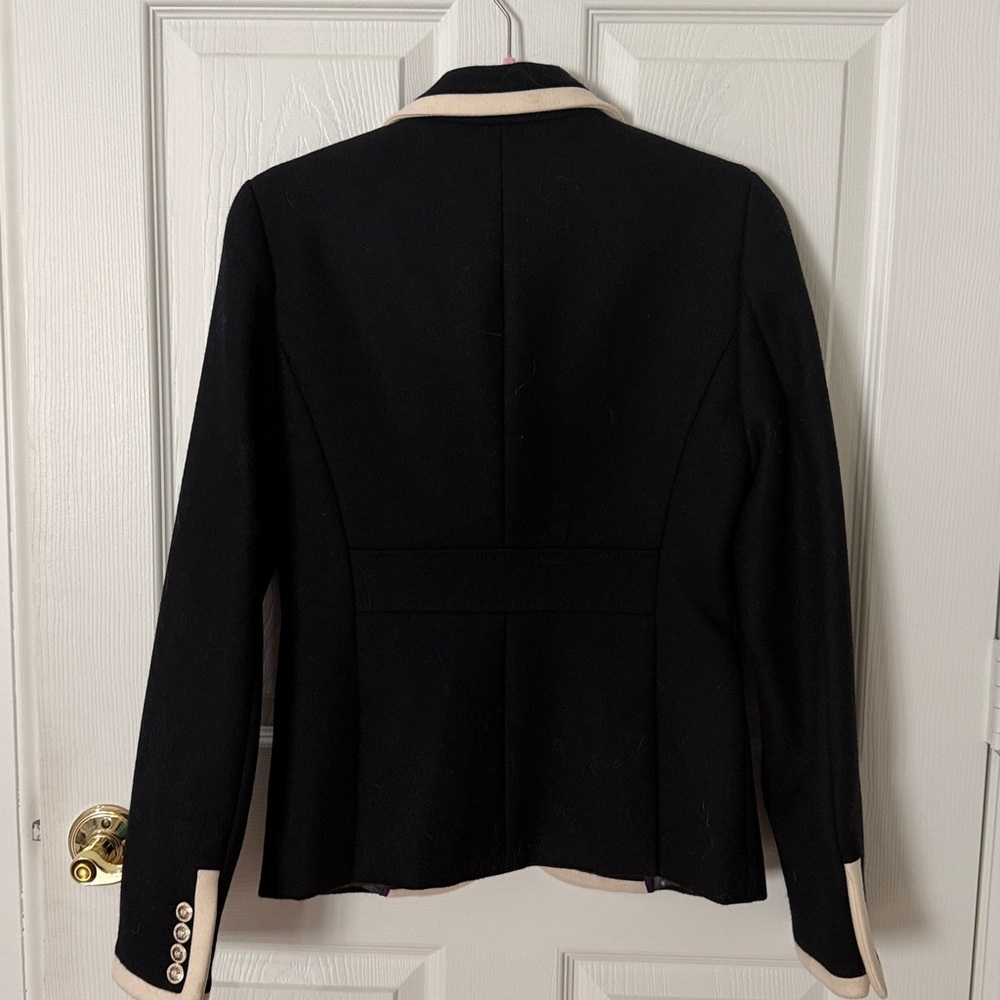 J. Crew Black Blazer with Cream Trim wool heavy size 6 - Picture 4 of 4